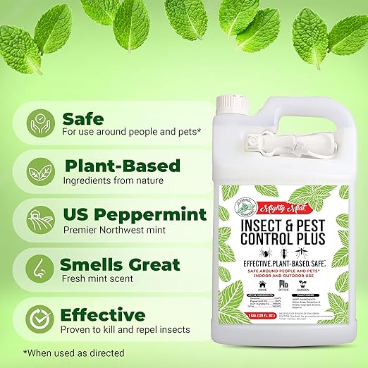 Mighty Mint Insect and Pest Control Plus – Natural Mint Oil Insect Killer Spray, 1 Gallon