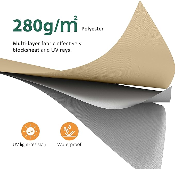 MCombo 9.9x7.8 Feet Manual Retractable Patio Door Window Awning Sunshade Shelter Outdoor Canopy, 0810 (Beige, 9.9'(L) x 7.8'(W))