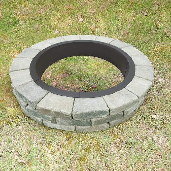 SoulMate Outdoor 35-Inch Outer/31-Inch Inner Fire Pit Ring,Duty Solid Metal Steel Round Firepit Rim Insert for DIY Fire Pits, Outdoor Above or In-Ground, Camping Garden Patio Backyard.