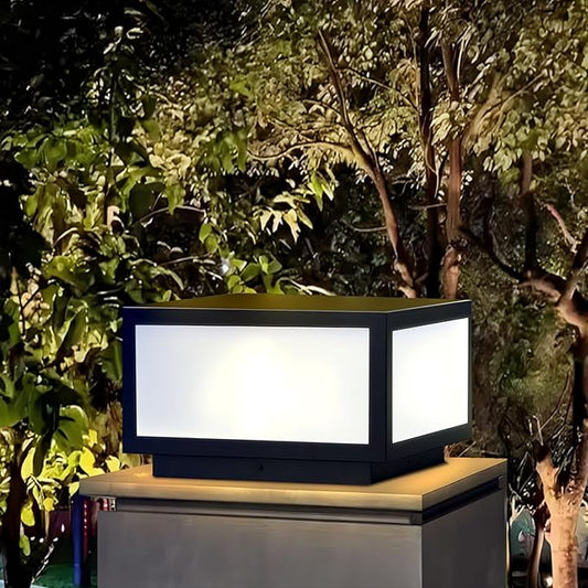 Outdoor Modern Post Light, LED Fence Deck Cap Light High Voltage Wired Lantern Column Lamp for Flat Surface Patio Garden Decoration with IP54 (High Voltage Wired, 12X12Inch)