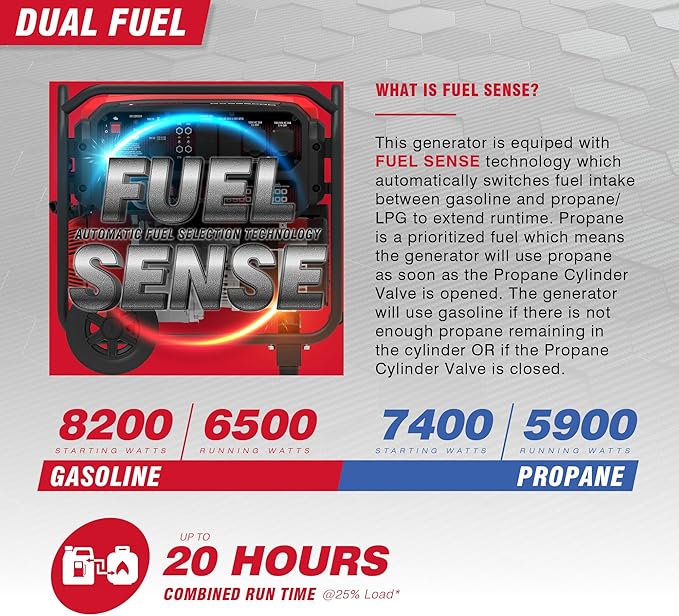 A-iPower 8200W Portable Generator Dual Fuel, Gas and Propane Powered Power Supplies with 322cc OHV Engine, CO Sensor, Heavy Duty Generators For Jobsite, RV, Whole House Backup Emergency