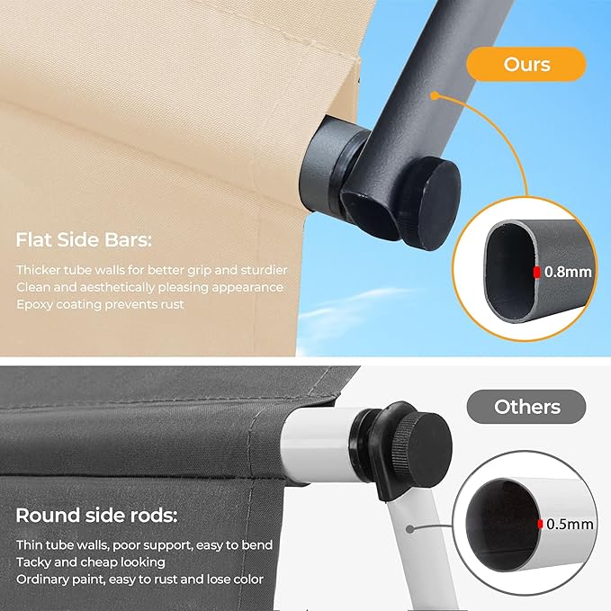 HOMEDEMO Manual Retractable Awning 59" W x 118" H,Side Bar 47-59in Patio Awning Retractable Outdoor Sunshade Shelter Height Adjustable Sunsetter Retractable Awning UV Protection for Backyard Garden