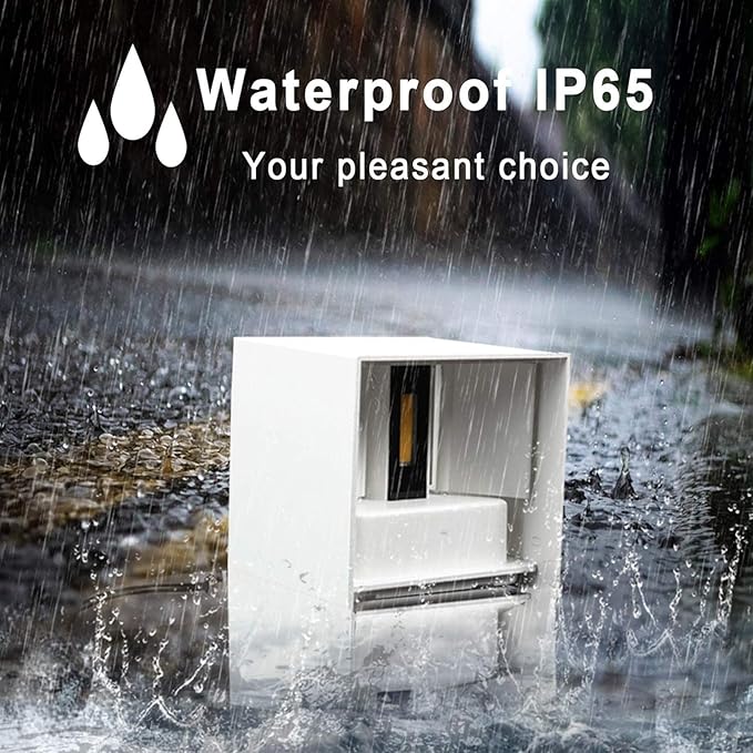 2 PCS 12W Outdoor Sconces Wall Lights LED Exterior/Interior Up and Down Lights IP65 Waterproof Modern Outdoor Lighting Fixtures Square Aluminum Exterior Wall Mount Light White 4000K Natural Lights