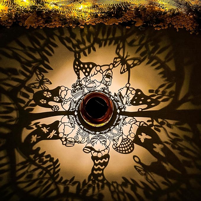 2 Pack Gnomes Solar Lanterns Outdoor Waterproof,Hanging Solar Lights Gnome Gifts for Women Metal LED Decorative Light for Yard,Patio,Lawn,Tabletop,Pathway,Landscape,Garden Gnomes Decor