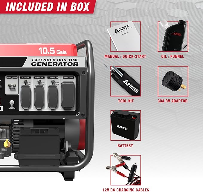 A-iPower 10000-Watt Electric Start Portable Generator, Gas Powered with 420cc OHV Engine, Heavy Duty Generators For Jobsite, Home Use, Emergency (AP10000E)
