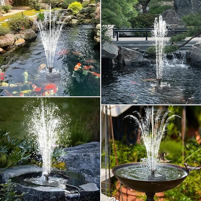 Solar Fountain Pump 12W Solar Water Fountain With 3 Spray Nozzle Solar Powered Water Pump 132 GPH Solar Pond Pump for Outdoor Garden Water Features