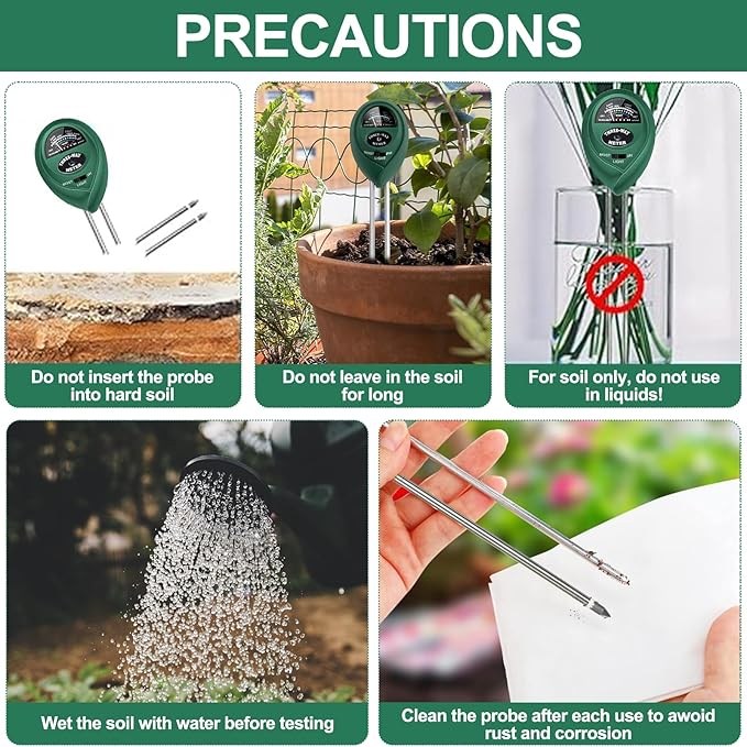2 Pack Soil Tester, 3-in-1 Plant Moisture Meter Light and PH Tester Garden Lawn Farm, Indoor and Outdoor Use, Soil Test Kit Acidity Water