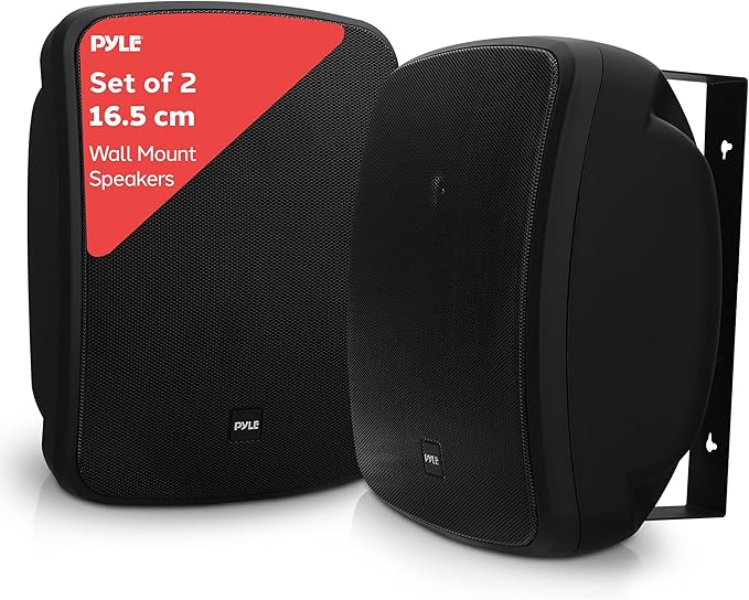 Pyle Outdoor Waterproof Wireless Bluetooth Speaker - 6.5 Inch Pair 2-Way Weatherproof Wall/Ceiling Mounted Dual Speakers w/Heavy Duty Grill, Universal Mount, Patio, Indoor Use PDWR64BTB (Black)