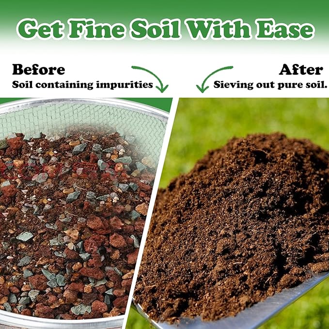 2Pcs Soil, Sand, and Compost Sifter for Gardening – Sieve for Rocks, Dirt, and Organic Material – Fits 5-Gallon Buckets(1/4In&3/8In Mesh)
