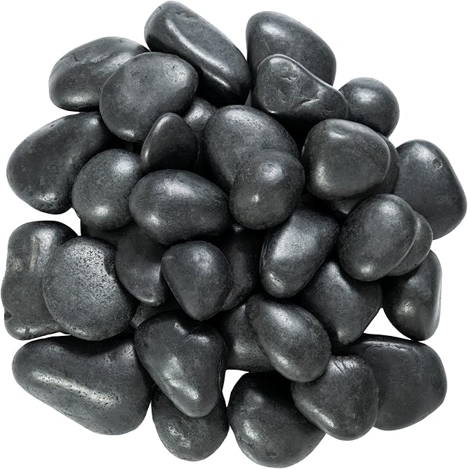 MSI Decorative Polished Black Pebbles, 1.2 inch - 2 inch, 40 lb. Bag(Pallet/ 55 Bags)