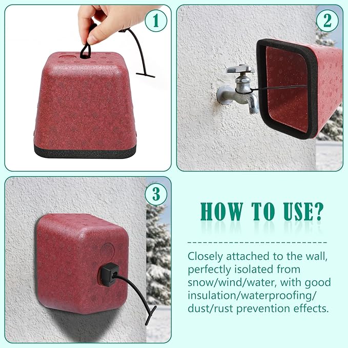 2 Pack Outdoor Faucet Covers for Winter, Heavy Duty Faucet Spigot Covers Winter Insulated, Reusable Outdoor Faucet Covers Hose Bib Covers for Winter Freeze Protection