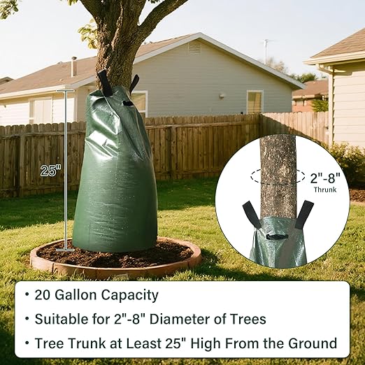 10 Pack Tree Watering Bags, 20 Gallon Slow Release Gator Bags for Trees, Durable PVC Tree Drip Irrigation Bags with Heavy Duty Zipper, Deep Root Targeting