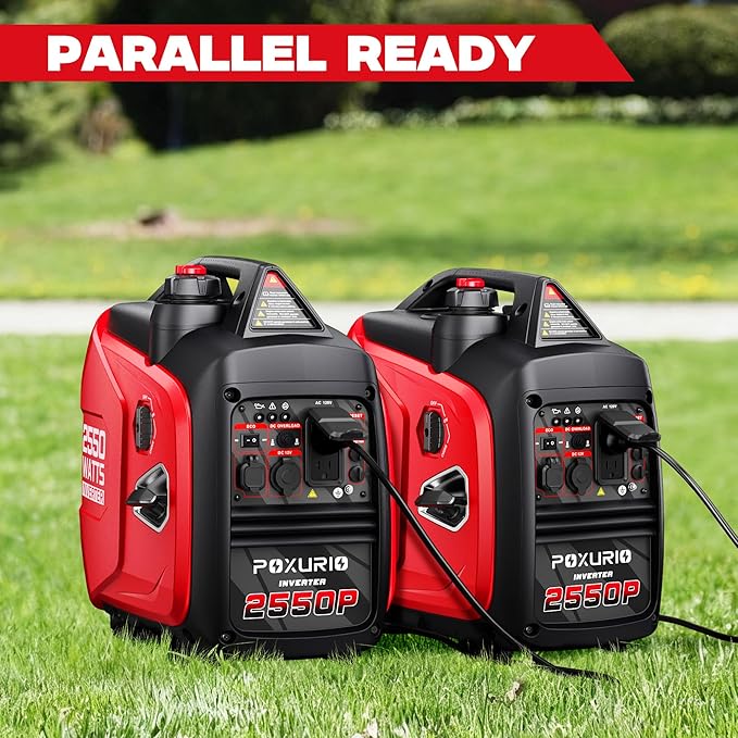 2550-Watt Portable Inverter Generator for Home Use, 1.06Gallon Large Fuel Tank Up to 10 Hours Use, 120V Gas Powered Generator Super Quiet - EPA Compliant-Red