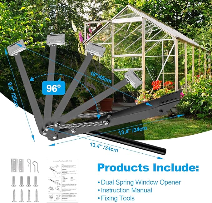 Greenhouse Vent Automatic Opener Greenhouse Accessories Window Opener Auto Vent Kit Sensitive Gardening Tools Automatic Greenhouses Supplies Solar Heat Sensitive Dual Spring Lifts 33lbs (1pc)