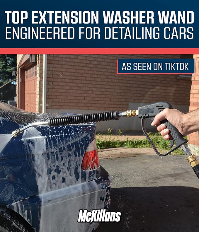 McKillans® Car Pressure Washer Extension Wand - Power Washer Wand Extension for Car Wash - Short Pressure Washer Wand Replacement - Pressure Washer Accessories & Attachments - 1/4” Quick Connect Plug