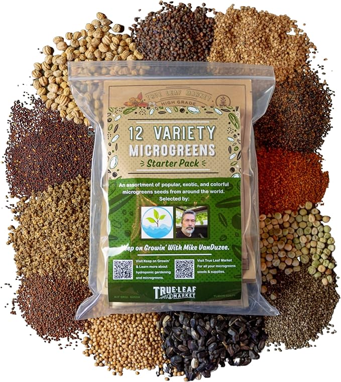 12 Variety Pack Microgreens Seeds Kit - Broccoli Seed for Sprouting Plus Purple Radish, Beet, Sunflower Microgreens, Peas, Shiso, Cilantro, Beet, Pak Choi, Korean Shiso, Cress & More