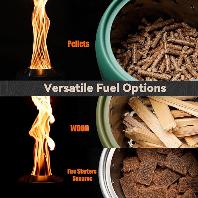 ONLYFIRE OUTDOOR LIVING Tabletop Fire Pit Burning Woods/Pellets, Portable Small Fireplace with Storage Bag for Camping Tailgating RV Patio Backyard, Smokeless Camping Stove 9.5", FP055 Silver