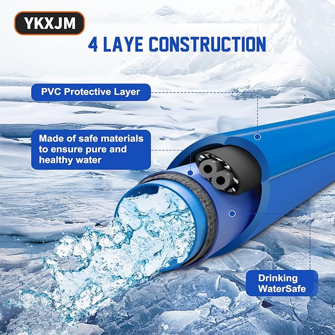 15FT-100FT Heated Water Hose for RV,Heated Drinking Water Hose with Thermostat,Lead and BPA Free,1/2" Inner Diameter,Temperatures Down to -40°F Self-Regulating white Appearance (15FT)