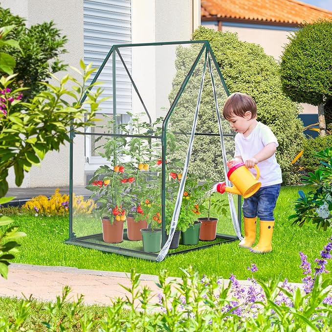 Mini Greenhouse for Indoor Outdoor: Ohuhu Portable Green House with Waterproof Pad for Small Plants Nursery Germination, 36"x36"x58.5" Heavy-Duty PVC Cover Tent Humidity Dome Seedling Accessory