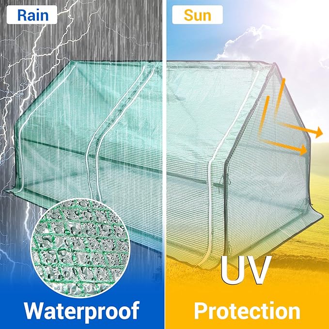 Ohuhu Portable Mini Greenhouse, 71"x36"x36" Greenhouses for Outdoors with Dual Large Zipper Doors & Ground Stakes, Waterproof & UV Protected Plastic Green House for Outside Garden Patio Backyard