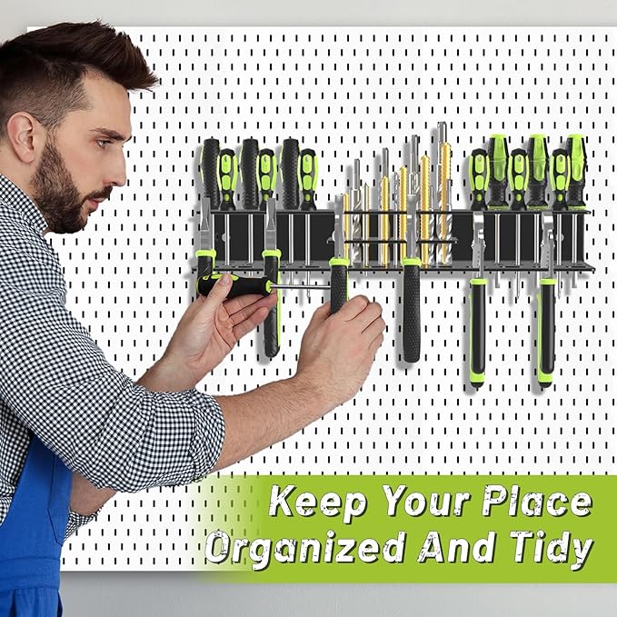 Screwdriver Holder Wall Mount,Heavy Duty Metal Utility Bit Organizer for Screw driver Pliers Drill Bits Small Tools,Screwdriver Organizer Suitable Garages Homes Workshops Sheds (54 holes 1pc)
