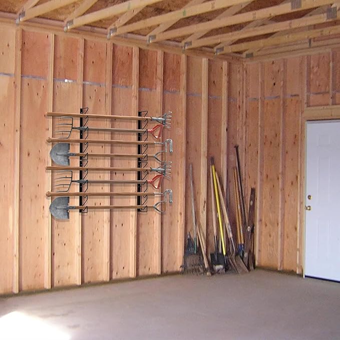 UNITEDPOWER Garden Tool Storage Rack，Wall Mounted Garage Organizer，Tool Utility Holder for Garden Equipment Shovel Rakes Brooms