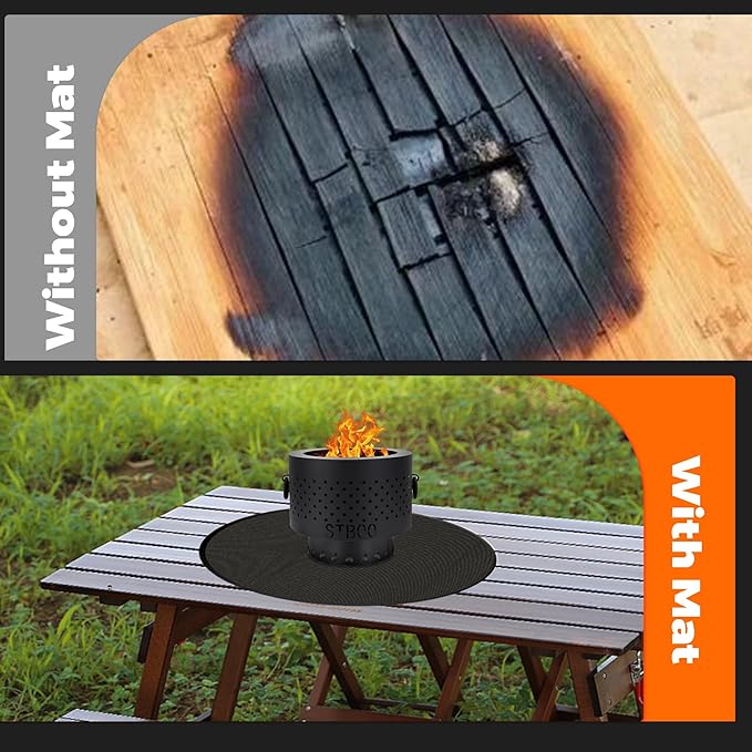 20" Tabletop Fire Pit Mat for Solo Stove Mesa XL, Easy Clean Small BBQ Mat for Outdoor BBQ， Reusable Waterproof Pad， Three-Layer Fireproof and Heat-Resistant Barbecue Mat for Tabletop Fire Pit