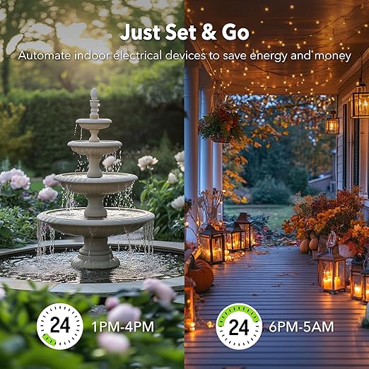 BN-LINK 24 Hour Heavy Duty Mechanical Timer, Outdoor Timer Outlet Waterproof with 30 Minutes Intervals, 2 Grounded Outlets for Christmas Lights Pool Pump,15A 1/2HP, ETL Listed(2 Pack)