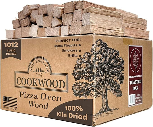 Toasted Oak 5 Inch Universal Cooking Firewood - 14lbs. ~1000cuin Premium Kiln Dried Cooking Wood for Grills, Smokers and Ooni, Solo, Bertello Pizza Ovens (Red and White Oak Hardwood)