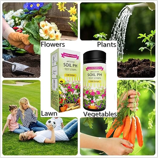 Soil pH Paper Test Kit – 100 Tester Strips (3.5-9 Range) – Use for Testing Garden Home Lawn Grass Vegetable Gardening Dirt Yard Compost Outdoor and Indoor Plants