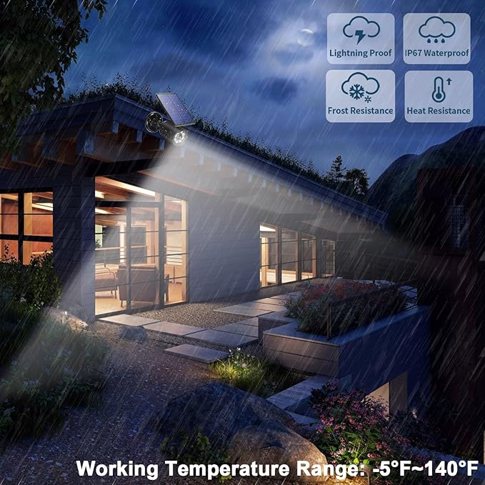 Solar Motion Lights Outdoor 2000LM Security Flood Lights IP67 Waterproof Spot Lights for Yard Porch Garage 3 Pack