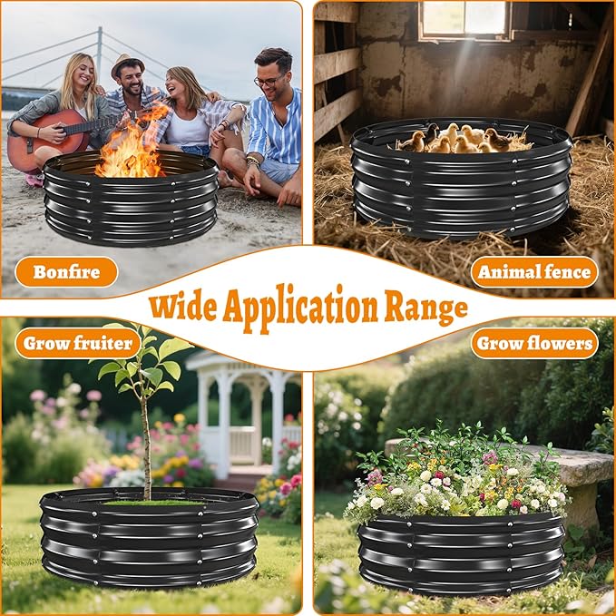 Metal Fire Pit Ring/Bonfire Fire Ring- 3 FT Diameter, 0.8 MM Thick,1 ft High, Durable and Stylish for Outdoor Fire Pits,Patios and Camping (Black, 3X3X1 ft)