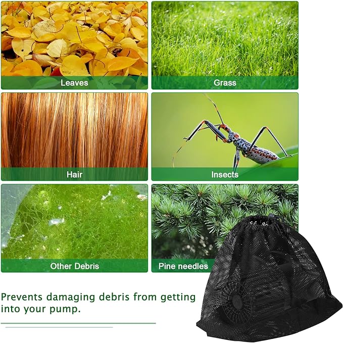 2 Pack 17.7" x 17.7" Pump Barrier Bag, Pond Pump Filter Bag, Black Media Bag Large Pump Mesh Bag for Outdoor Water Ponds Filters (2Pcs-17.7" x 17.7")