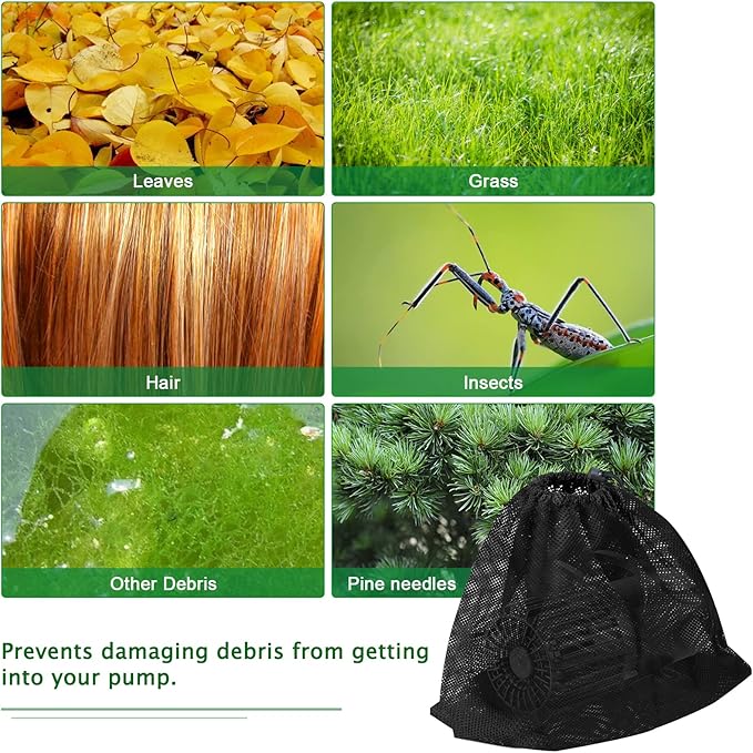 2 Pcs 12.2" x 15.9" Pump Barrier Bag, Pond Pump Filter Bag, Black Media Bag Large Pump Mesh Bag for Outdoor Water Ponds Filters (2Pcs-12.2"x 15.9")