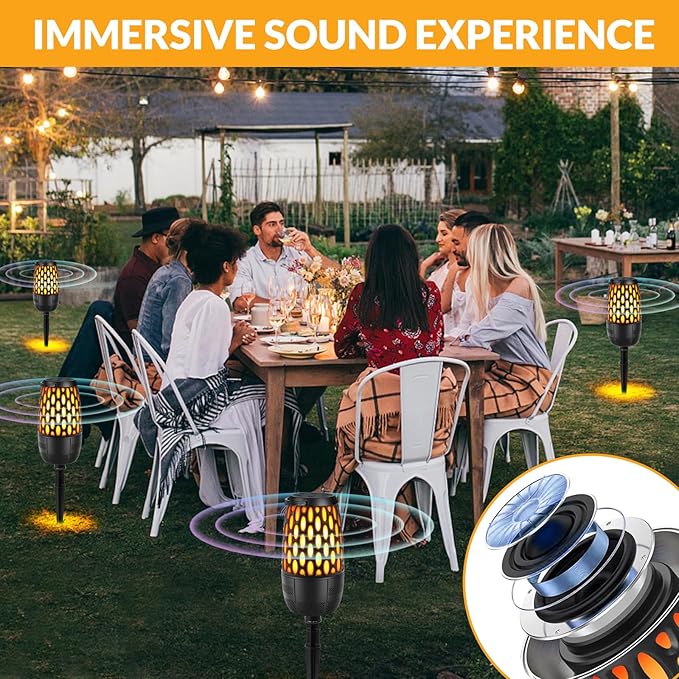 Outdoor Speakers with Lights, Mens Gifts for Birthday,Waterproof Portable Bluetooth Speaker,HD Stereo Sound, Multi-Sync up to 100 Speakers Auto-Pairing for Patio/Pool/Camping Cool Gadgets 2 Pack