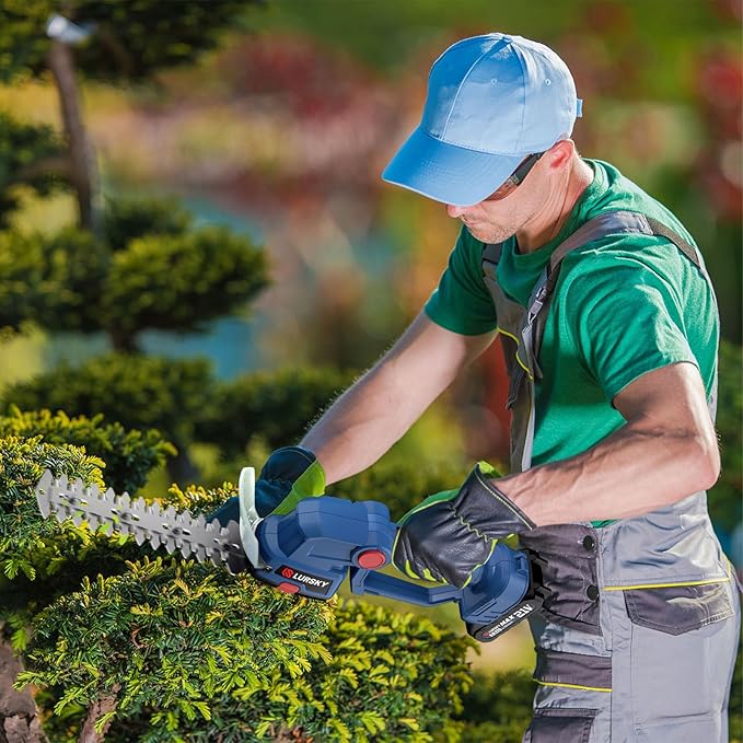 Cordless Hedge Trimmer with Battery 2.0Ah - 2-in-1 21V Grass Shears Handheldwith 2 PCS Rechargeable Battery, Electric Shrub Trimmer Kit for Garden, Yard and Lawn, Charger Included