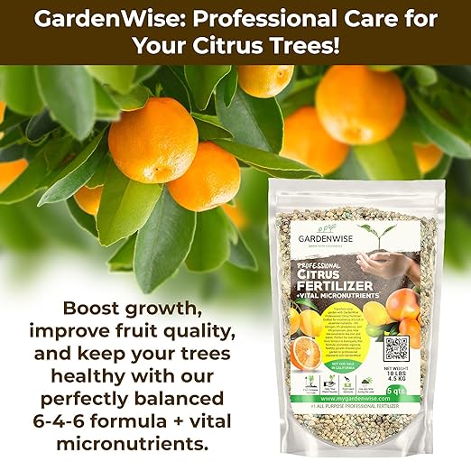 Professional Citrus Fertilizer + Vital Micronutrients; Perfect Balanced NPK for All Citrus; for Indoor and Outdoor Plants; Orange, Lime, Avocado and Lemon Tree Fertilizer (1/2 Quart)