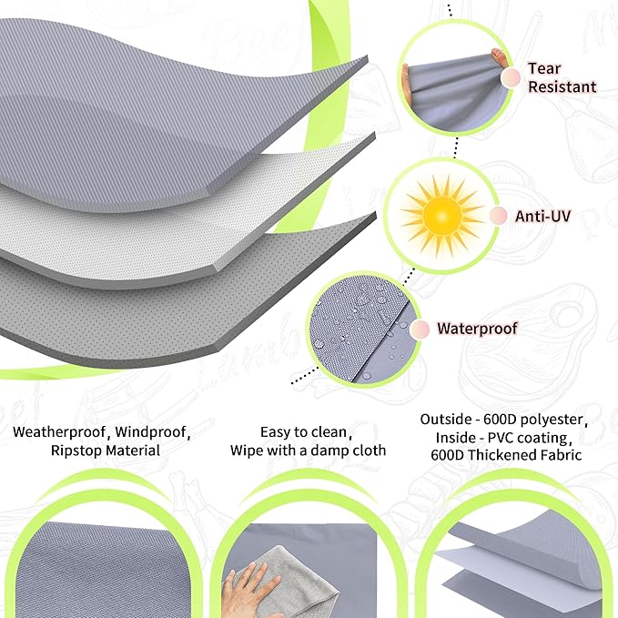 NEXCOVER Barbecue Gas Grill Cover - 55 Inch Waterproof Outdoor Heavy Duty BBQ Cover, Fade & Weather Resistant Upgraded Material, Barbecue Cover for Weber, Brinkmann, Char Broil and More