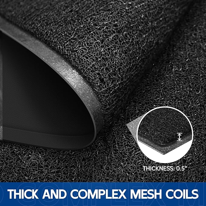 Sturdy Front Door Mat, 48" x 24" Heavy Duty Indoor Outdoor Doormat for Entryway, Fade Resistant, Waterproof Low Profile Entry Mat, Non Slip Welcome Mat for Outside Entrance, Patio, Home