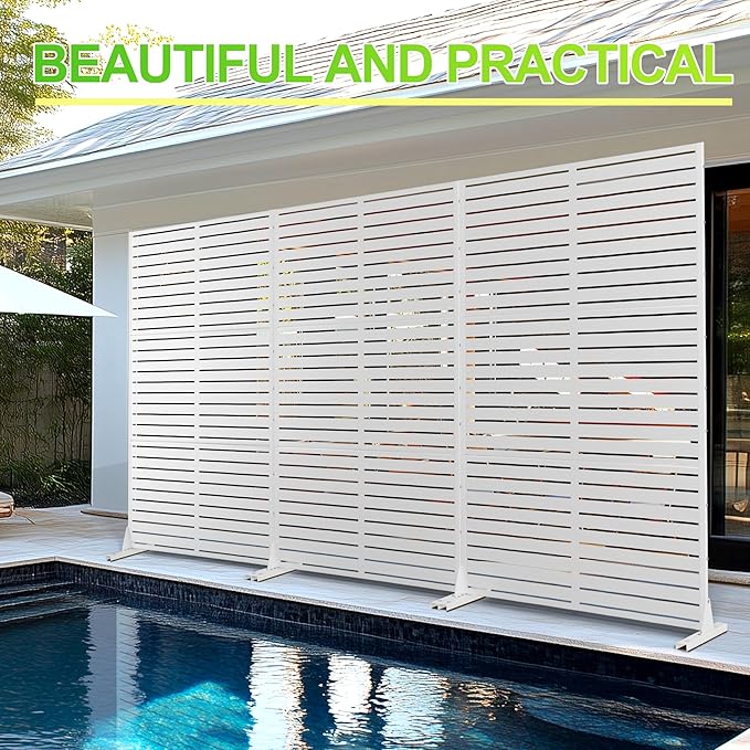 Outdoor Privacy Screen,72" H×47" W Metal Privacy Screen, Freestanding Privacy Fence Panels for Patio