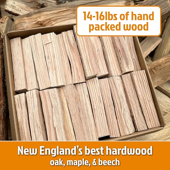 Smoking Chunks - Maple, Beech & Oak. 5 Inch Universal Cooking Firewood - 15lbs. ~1000cuin Premium Kiln Dried Cooking Wood for Grills, Smokers and Ooni, Solo, Bertello Pizza Ovens (Hardwood Blend)