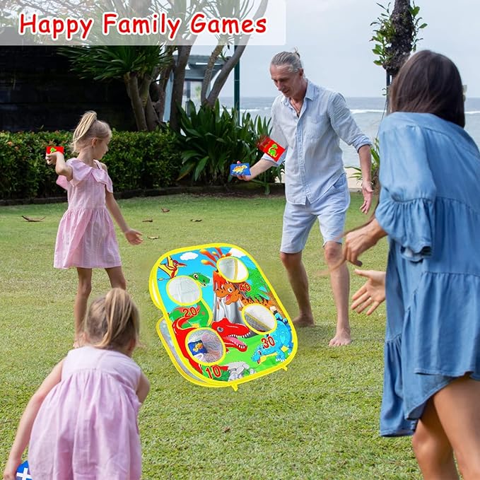 3 in 1 Bean Bag Toss Game for Kids, Toddler Toys for 2 3 4 5 Year Old Boys Girls Birthday, Dinosaur Cornhole Party Carnival Games Backyard Outdoor Outside Toys Ages 1-3 2-4 4-8 Easter