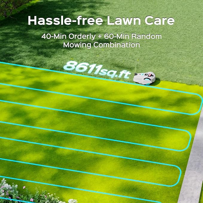 M800Plus GPS+Vision Cordless Robot Lawn Mower with Bow-Shaped Path Mowing, APP Control, Robotic Lawnmower with Obstacle Avoidance, Auto-Charging, Height Adjustment, for Lawns up to 8611 sq.ft