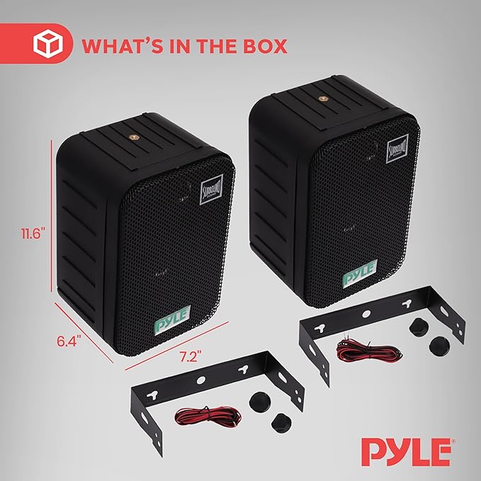 Pyle 2 Way Speaker System Pair - 500W Peak Power 6.5 Inch Passive Weatherproof Wall / Ceiling Mounted - Heavy Duty Universal Mount - Use for Pool, Patio, Indoor, Outdoor (Black)
