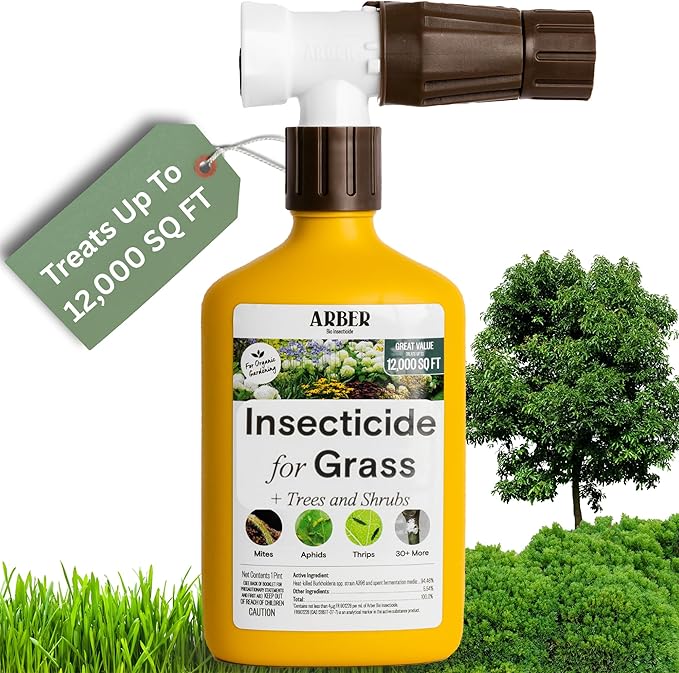 Organic Insecticide for Lawns, Trees & Shrubs – 16oz Ready-to-Spray – Lawn Insect Killer for Grubs, Armyworms & Beetles – Gentle on Grass, People & Pets – Outdoor Bug Spray for Lawn Yard Pest Control