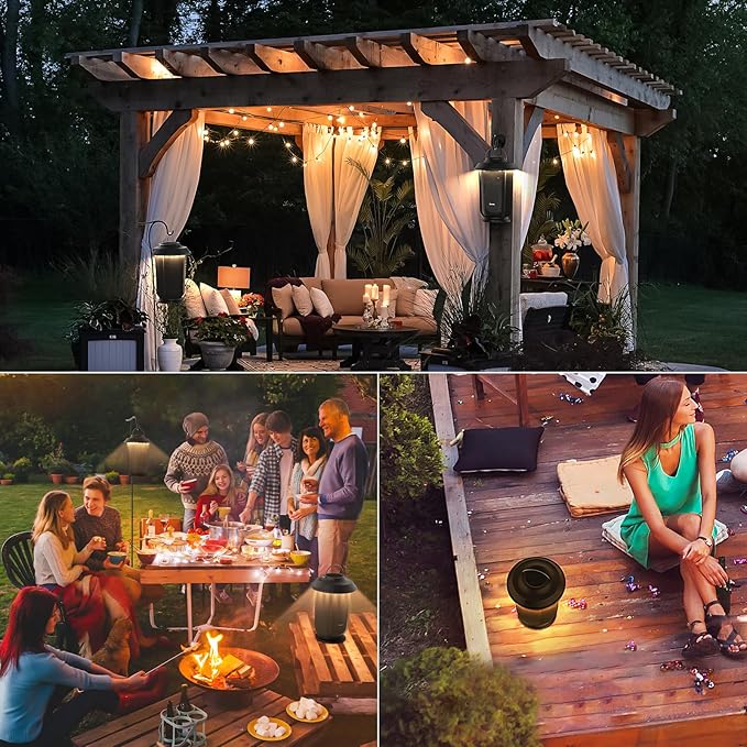 Onforu Outdoor Bluetooth Speaker, 2 Pack 40W True Wireless Stereo Dual Pairing Lantern Speakers for Patio, with 20 Warm White LED Lights, Richer Bass for Indoor Outdoor Camping Waterproof