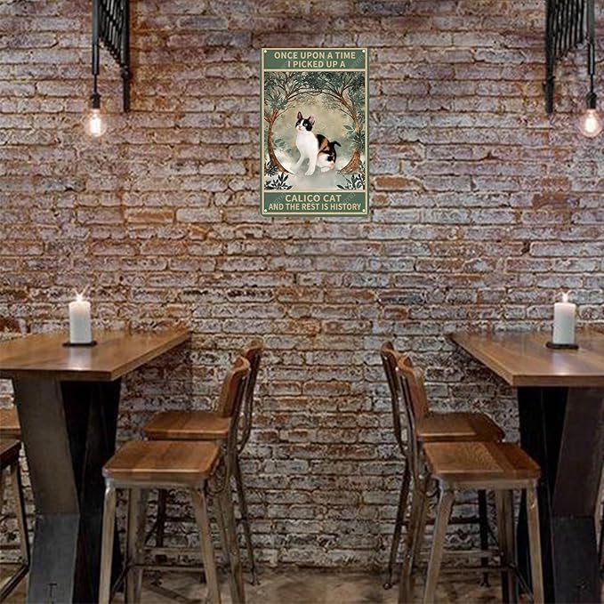 Metal Signs Once Upon A Time I Picked Up A Calico Cat And The Rest Is History Vintage Tin Sign for Home Office Kitchen Bar Cafe Garden Wall Decor 12x8 Inch
