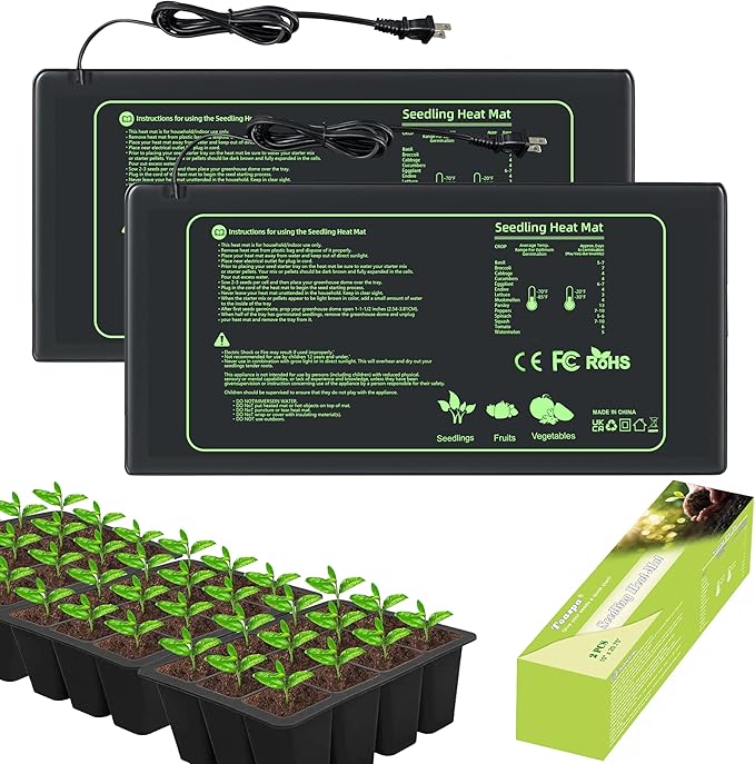 Seedling Heat Mat 2 Pack Heat Mats for Seed Starting Plants Indoor Growing Gardening Brewing Germination Greenhouses Terrarium Reptile Waterproof Seed Rooting Warming Heating Pad 10"X20.75"