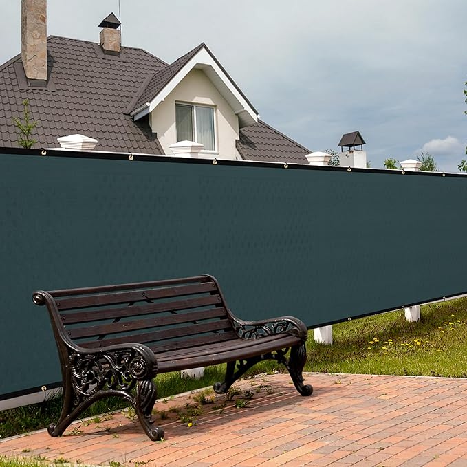 SPORTYOUTH 3ft x 50ft Fence Privacy Screen, Heavy Duty 150 GSM Fencing Mesh Shade Cover Windscreen with Brass Grommets for Outdoor Wall Deck Garden Backyard Porch, Cable Zip Ties Include, Green