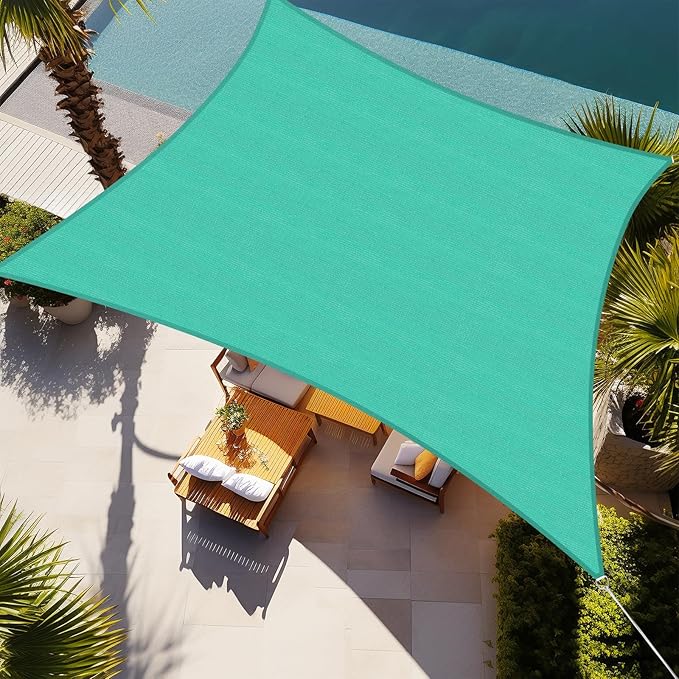 Shade&Beyond Sun Shade Sail Breathable UV Block Outdoor Covering Cloth for Backyard, Pool, 7'X14', Turquoise (Customized Available)